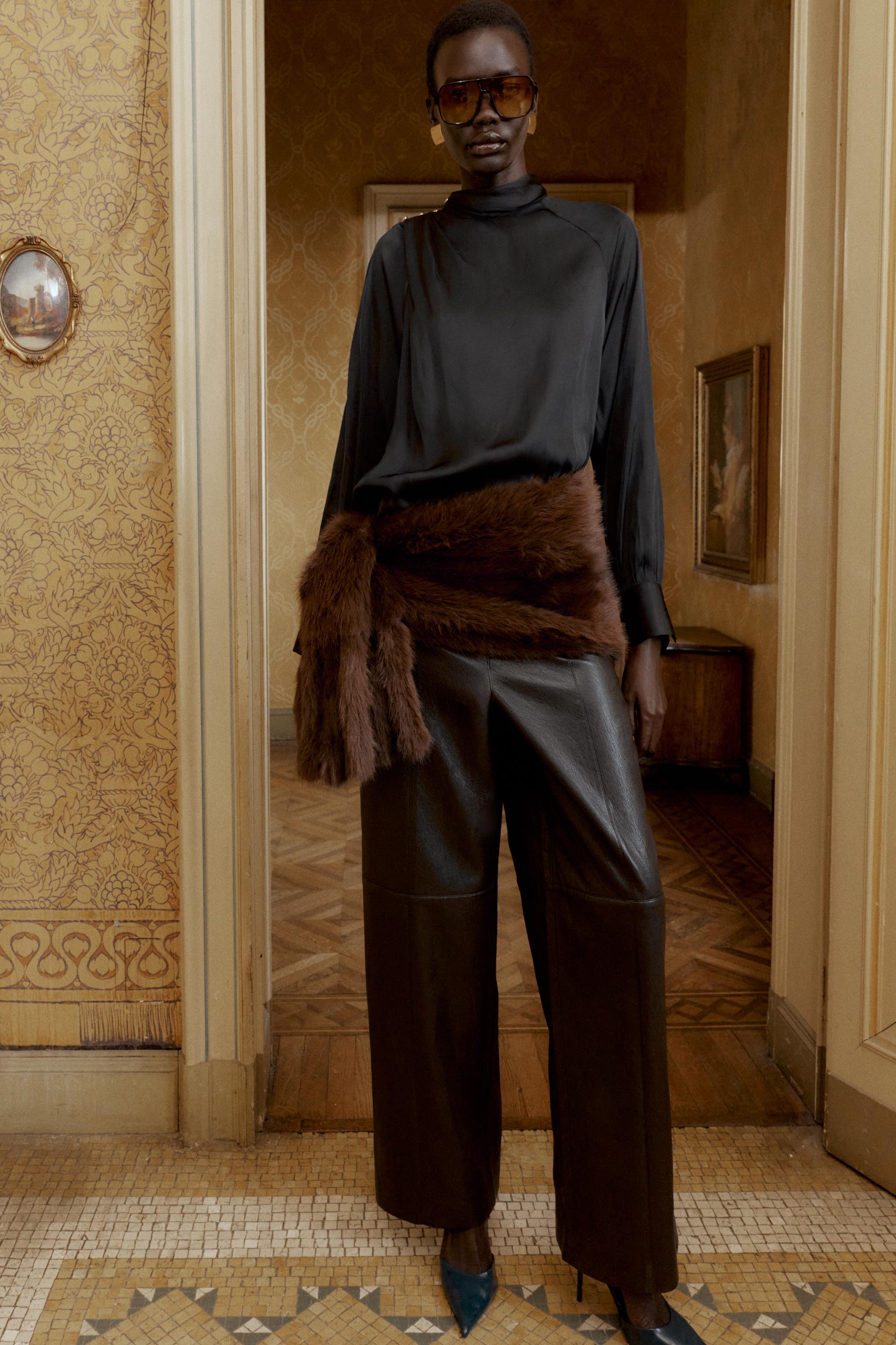 FAUX LEATHER STRAIGHT LEG PANTS